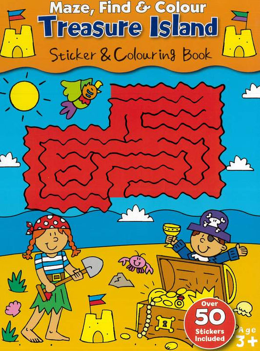 Maze, Find and Colour: Treasure Island - by North Parade Publishing - Paperback Book | BookClub